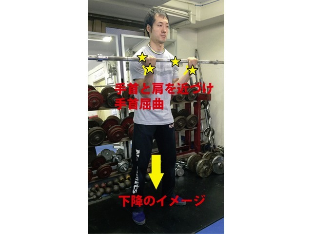 B2タイプ 手首をやや内側に巻き込みながら、手首が肩に近づき身体を落とし込むイメージ