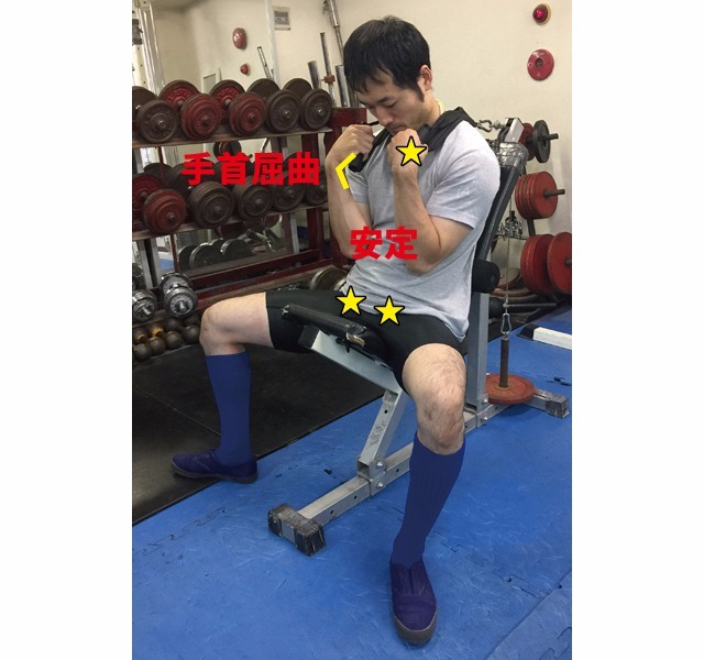 B2タイプ 首の付け根前と股関節前の安定を意識し、手首をやや内側に曲げる