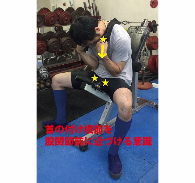 B2タイプ 首の付け根前を股関節前に近づける意識