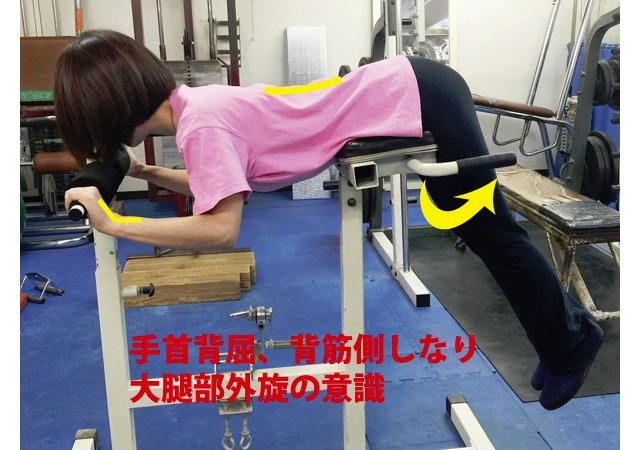 A2タイプ 手首背屈、背筋側しなり 大腿部外旋の意識